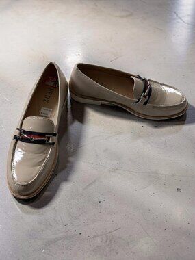 RedZ Tan Patent Leather Slip on Shoes with Buckles Women's 7.5